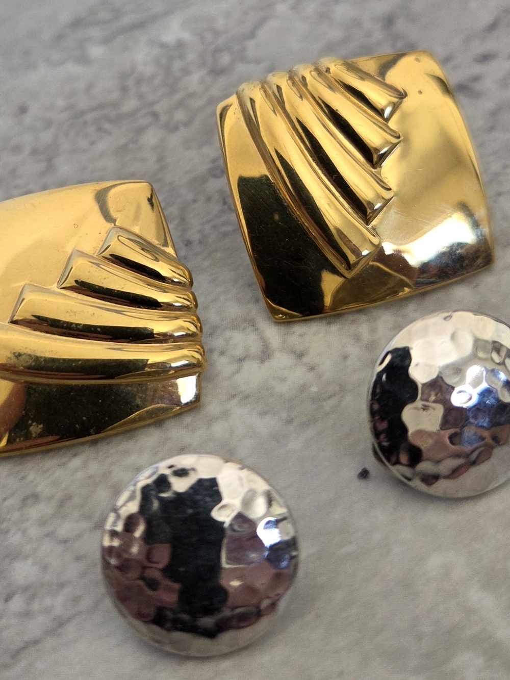 MONET Vintage Gold and Silver Mixed Metal Clip-On Earrings 2 Pairs